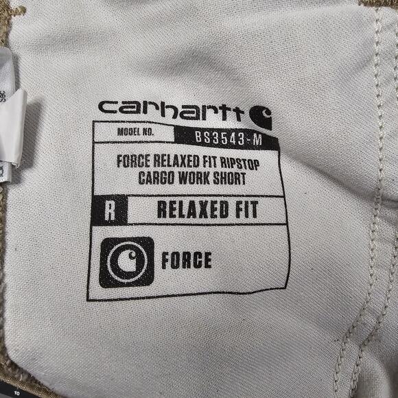 Carhartt Force Canvas Carpenter Shorts 36x11 Tan Ripstop Workwear Outdoors - Picture 6 of 13